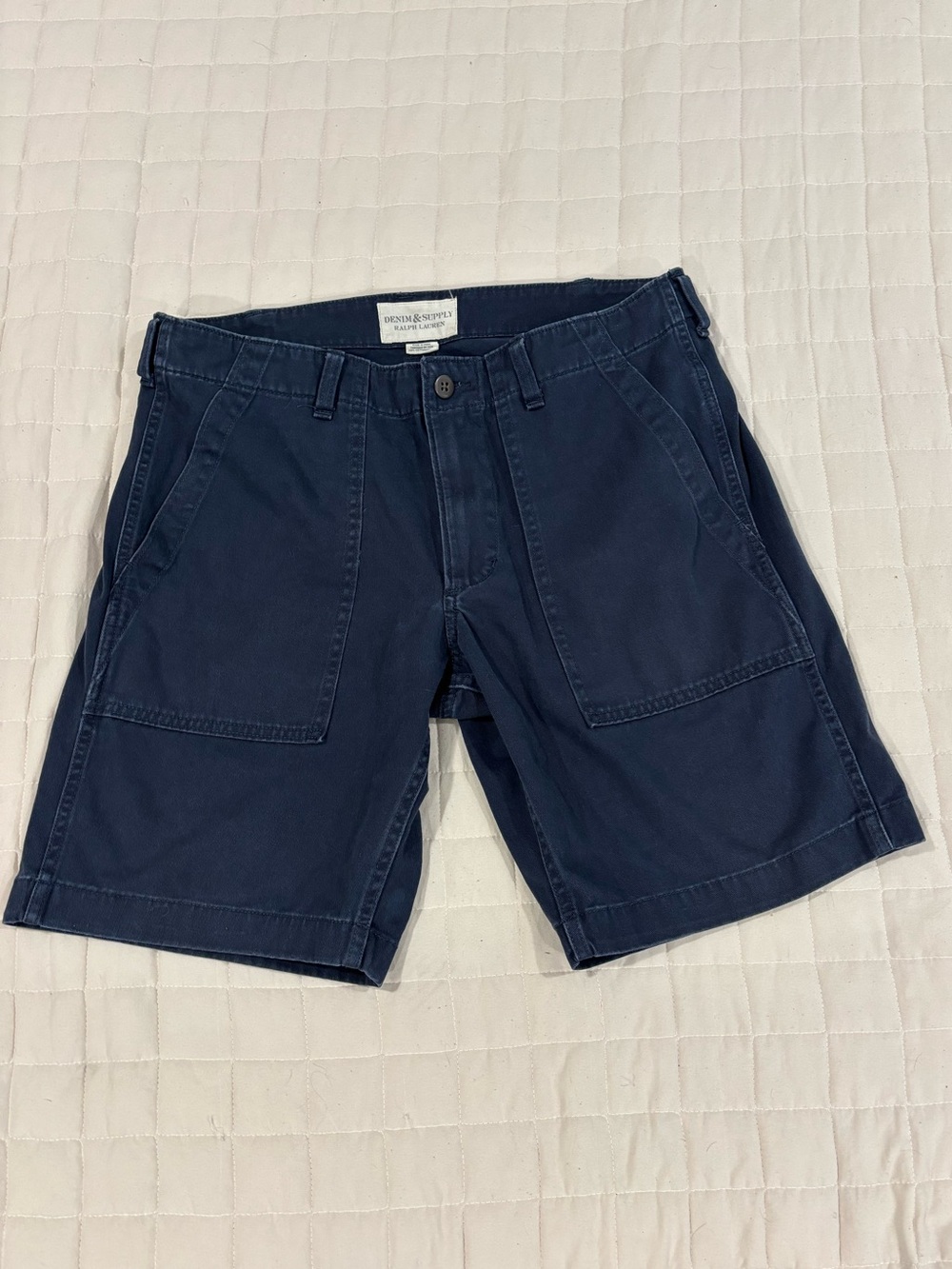 Denim & Supply Ralph Lauren Utility Cargo Shorts Navy Blue Mens Size 32 Workwear